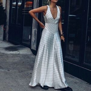 Ganni polka dot satin maxi dress